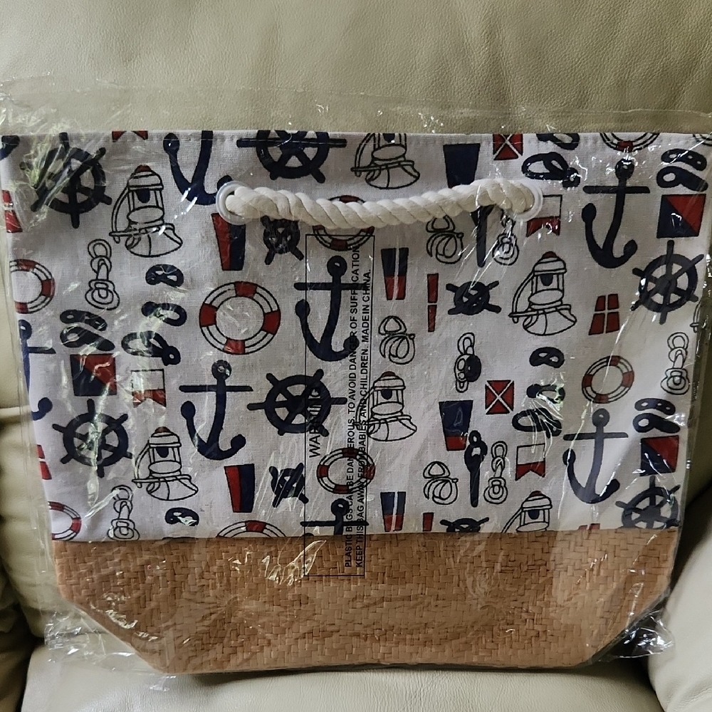 Canvas Beach/Tote Bag with Rope Handles - Picture 2 of 4
